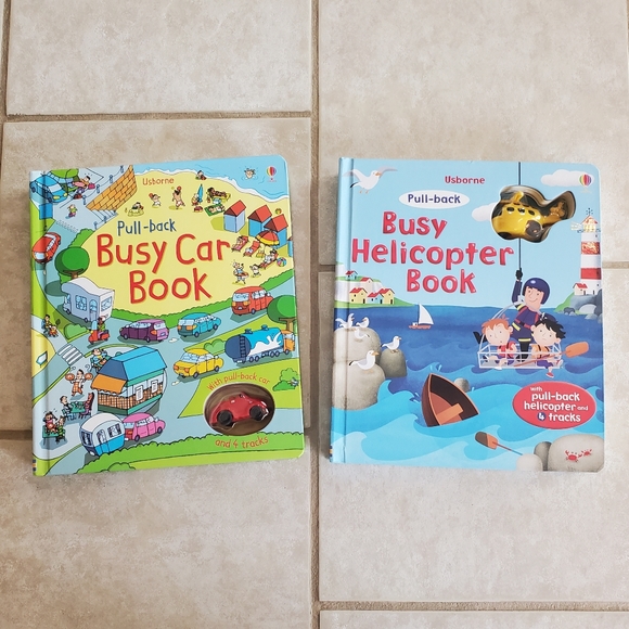 Usborne Other - Usborne Pull-back Busy Car & Helicopter Books with pull-back car & helicopter